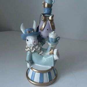 Whimsical White Rabbit Figurine Alice in the Wonderland Mad Hatter Inspired NEW